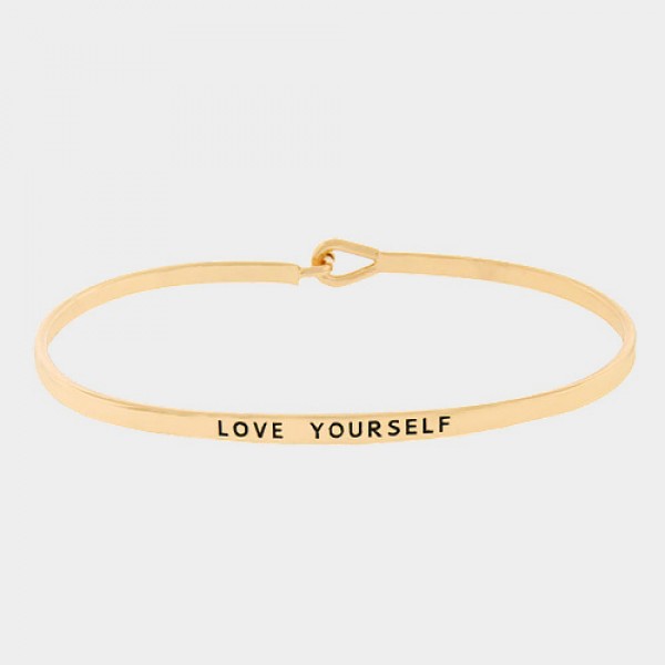 Love Yourself Simple Dainty Gold Tone Bracelet